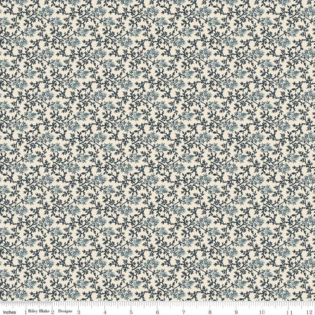 SALE Buttermilk Homestead Vines C11657 Stone - Riley Blake Designs - Floral Flowers Leaves - Quilting Cotton Fabric