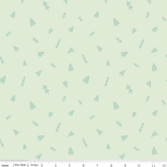 32" End of Bolt - FLANNEL Tree Toss F12003 Leaf - Riley Blake Designs - Pines Pine Trees Green - FLANNEL Cotton Fabric