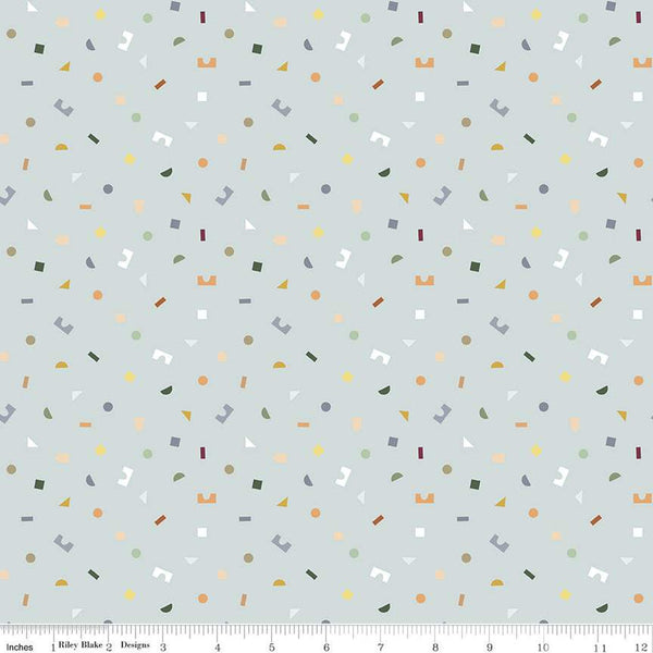 SALE FLANNEL Shape Up F12011 Slate - Riley Blake Designs - Children's Geometric Building Block Shapes Gray - FLANNEL Cotton Fabric