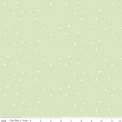 33" End of Bolt Piece - FLANNEL Stars F12012 Sweet Mint - Riley Blake Designs - Plus Signs Dots Green - FLANNEL Cotton Fabric