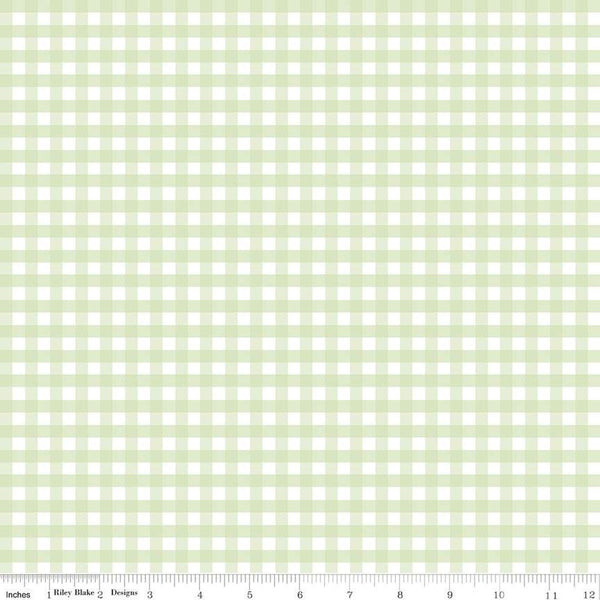 FLANNEL 1/4" Printed Gingham F11454 Sweet Mint - Riley Blake Designs - Green White Check Checks - FLANNEL Cotton Fabric