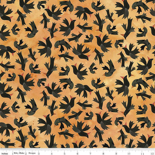 DEAL Halloween Whimsy Birds C11822 Black - Riley Blake Designs - Bird - Quilting Cotton Fabric