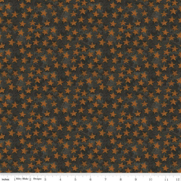 Halloween Whimsy Stars C11824 Black - Riley Blake Designs - Textured Background - Quilting Cotton Fabric