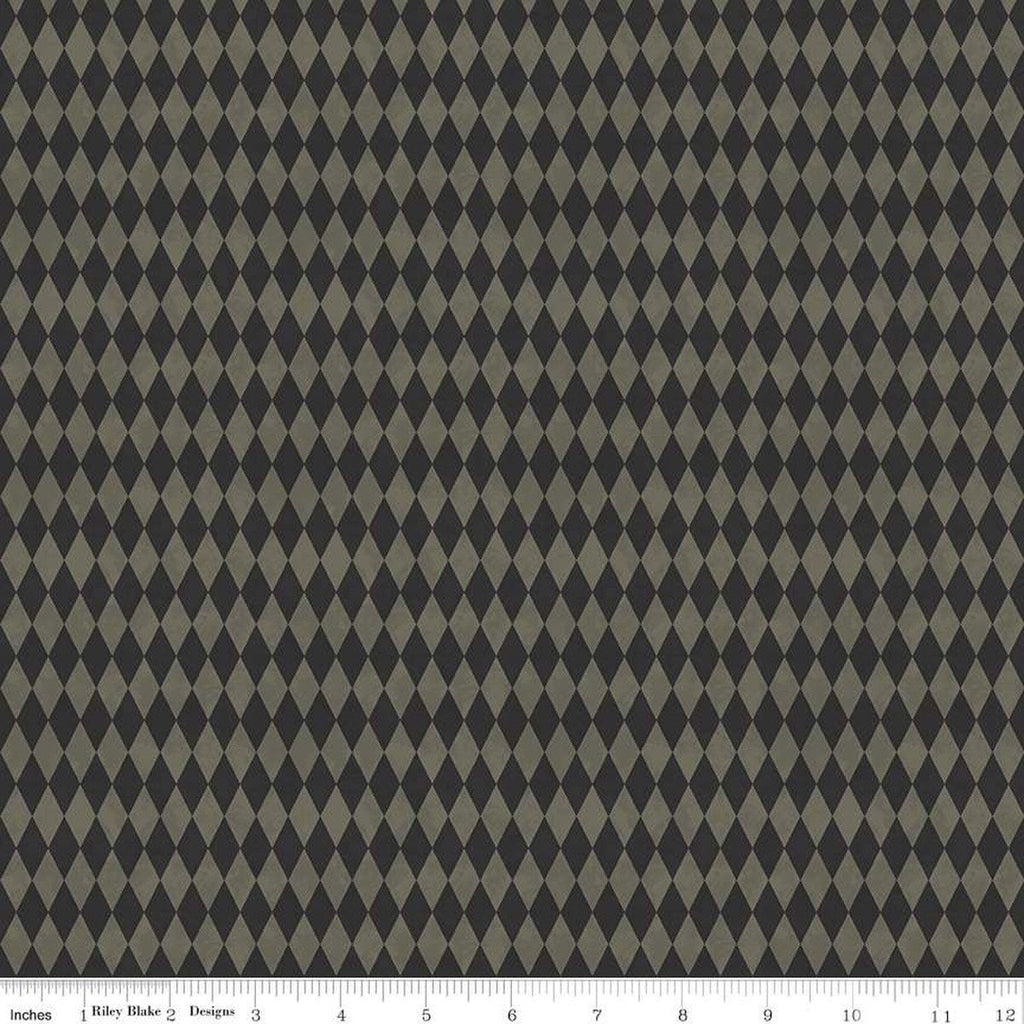 Halloween Whimsy Diamonds C11828 Black - Riley Blake Designs - Geometric Argyle - Quilting Cotton Fabric