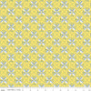 Fat Quarter End of Bolt Piece - Sunshine & Dewdrops Tile C11971 Yellow - Riley Blake - Geometric Leaf Medallions - Quilting Cotton Fabric