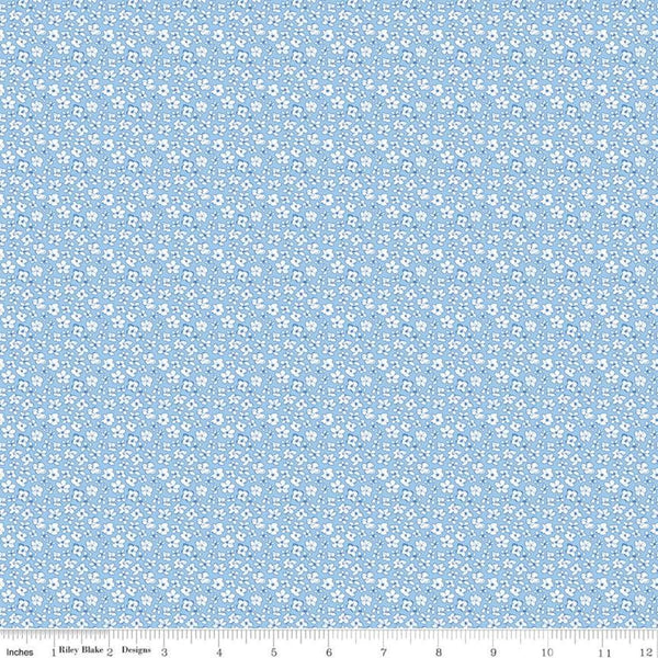 SALE Sunshine and Dewdrops Ditsy C11975 Sky - Riley Blake Designs - Floral Flowers Blue - Quilting Cotton Fabric