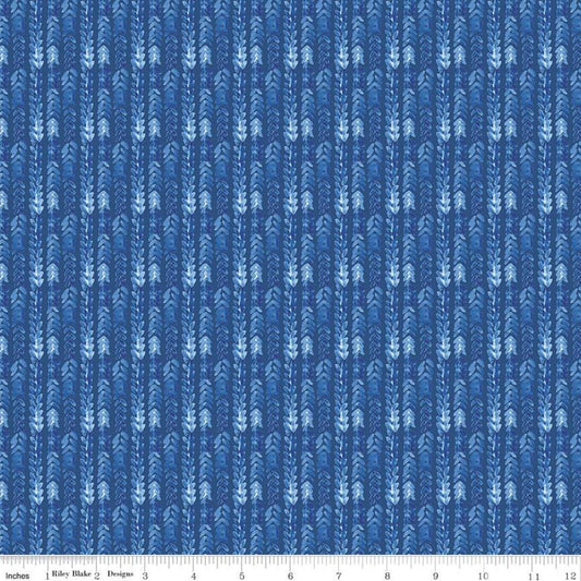 SALE Sunshine & Dewdrops Stripes C11976 Royal - Riley Blake Designs - Brush Strokes Striped Stripe Blue - Quilting Cotton Fabric