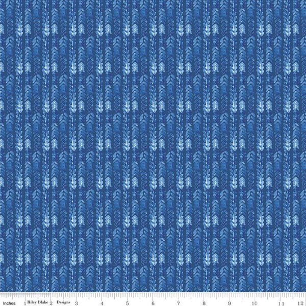 Sunshine and Dewdrops Stripes C11976 Royal - Riley Blake Designs - Brush Strokes Striped Stripe Blue - Quilting Cotton Fabric