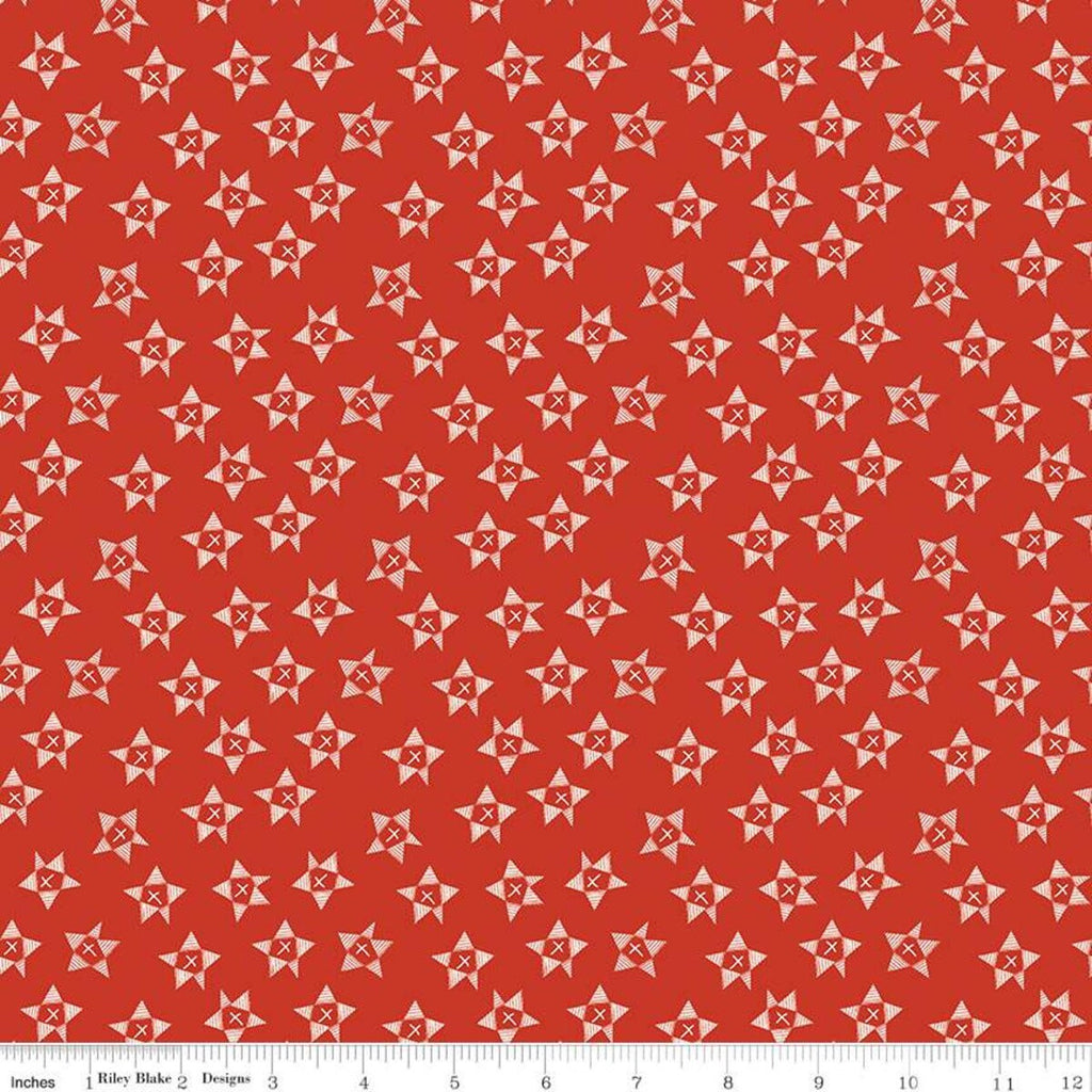Red White and Bang! Wonky Stars C11523 Red - Riley Blake Designs - Patriotic Independence Day Star - Quilting Cotton Fabric