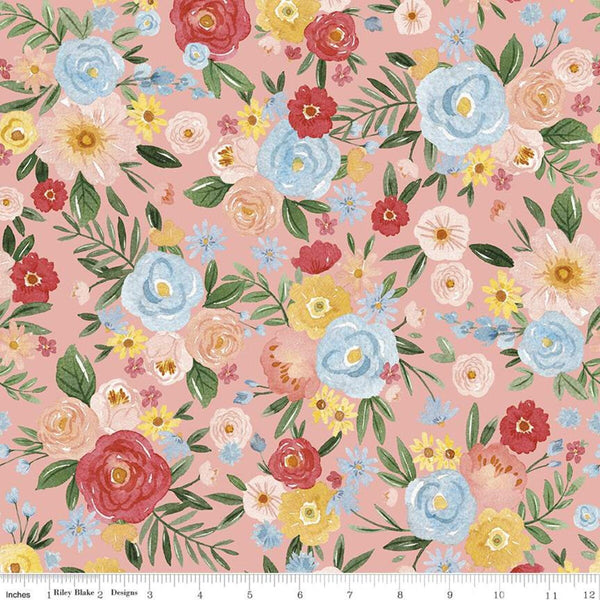 Flower Garden Main C11900 Coral - Riley Blake Designs - Floral Flowers - Quilting Cotton Fabric