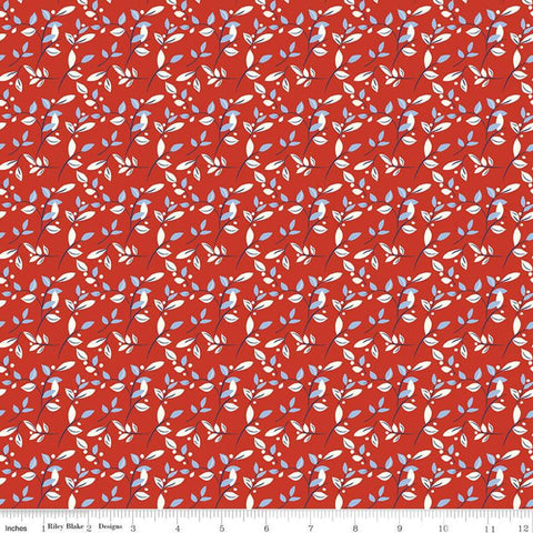 Red White and Bang! Leaves C11527 Red - Riley Blake Designs - Patriotic Independence Day Leaves Berries  - Quilting Cotton Fabric