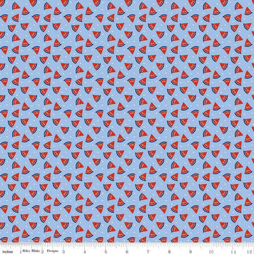 SALE Red White & Bang! Watermelon C11528 Blue - Riley Blake Designs - Patriotic Independence Day - Quilting Cotton Fabric