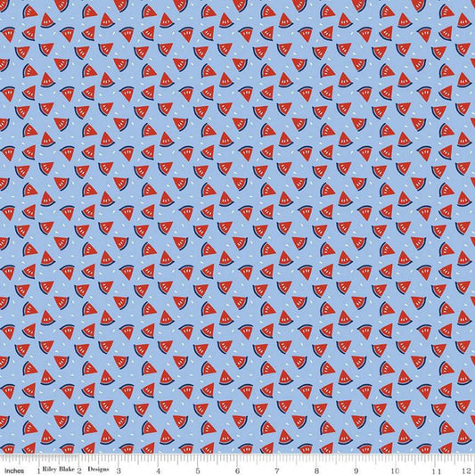 SALE Red White & Bang! Watermelon C11528 Blue - Riley Blake Designs - Patriotic Independence Day - Quilting Cotton Fabric