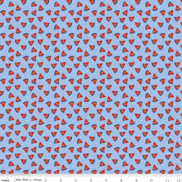 SALE Red White and Bang! Watermelon C11528 Blue - Riley Blake Designs - Patriotic Independence Day - Quilting Cotton Fabric