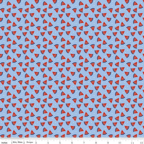 SALE Red White and Bang! Watermelon C11528 Blue - Riley Blake Designs - Patriotic Independence Day - Quilting Cotton Fabric