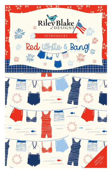 SALE Red White and Bang! 2.5 Inch Rolie Polie Jelly Roll 40 pieces - Riley Blake - Precut Pre cut Bundle - Patriotic - Cotton Fabric