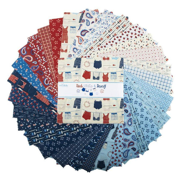 SALE Red White and Bang! Layer Cake 10" Stacker Bundle - Riley Blake Designs - 42 piece Precut Pre cut - Patriotic - Quilting Cotton Fabric