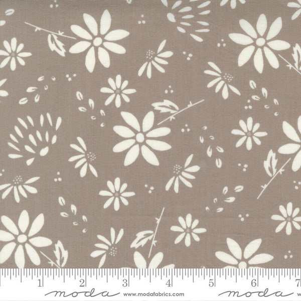 CLEARANCE Seashore Drive Bliss 37620 Pebble - Moda Fabrics - Floral Flowers Gray Grey - Quilting Cotton Fabric