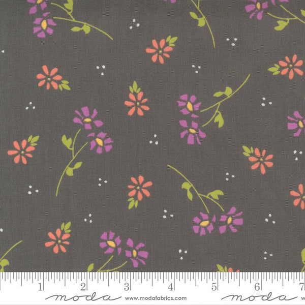 SALE Seashore Drive Daisy 37621 Charcoal - Moda Fabrics - Floral Flowers Gray Grey - Quilting Cotton Fabric