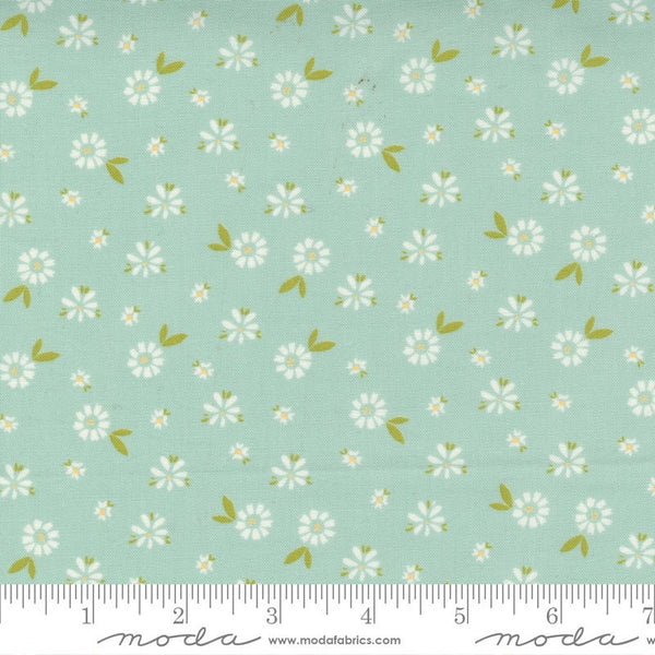 SALE Seashore Drive Blossom 37622 Sky - Moda Fabrics - Floral Flowers Aqua - Quilting Cotton Fabric