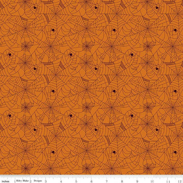 Celebrate with Hershey Spiderweb C11982 Orange - Riley Blake Designs - Halloween Spiders Spiderwebs Hershey's - Quilting Cotton Fabric