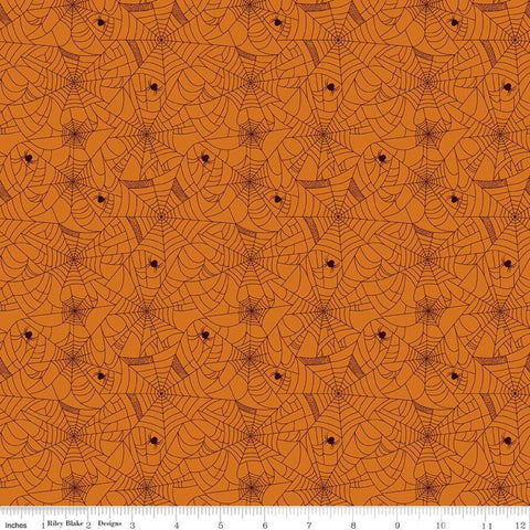 Celebrate with Hershey Spiderweb C11982 Orange - Riley Blake Designs - Halloween Spiders Spiderwebs Hershey's - Quilting Cotton Fabric