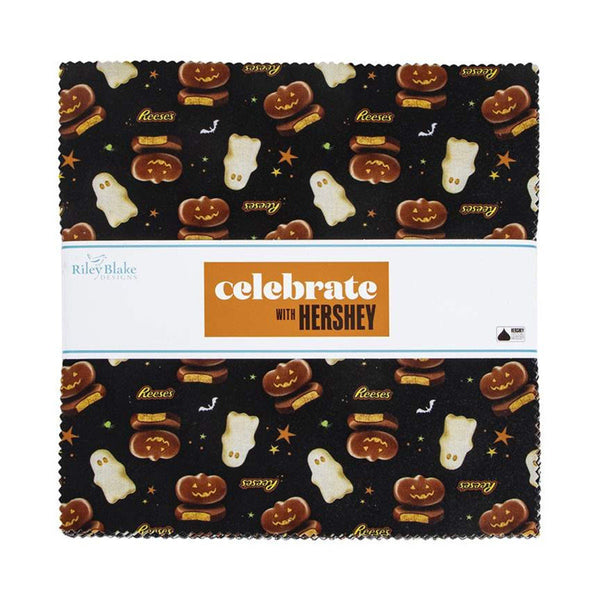 Celebrate with Hershey Layer Cake 10" Stacker Bundle - Riley Blake - 42 piece Precut Pre cut - Halloween - Quilting Cotton Fabric