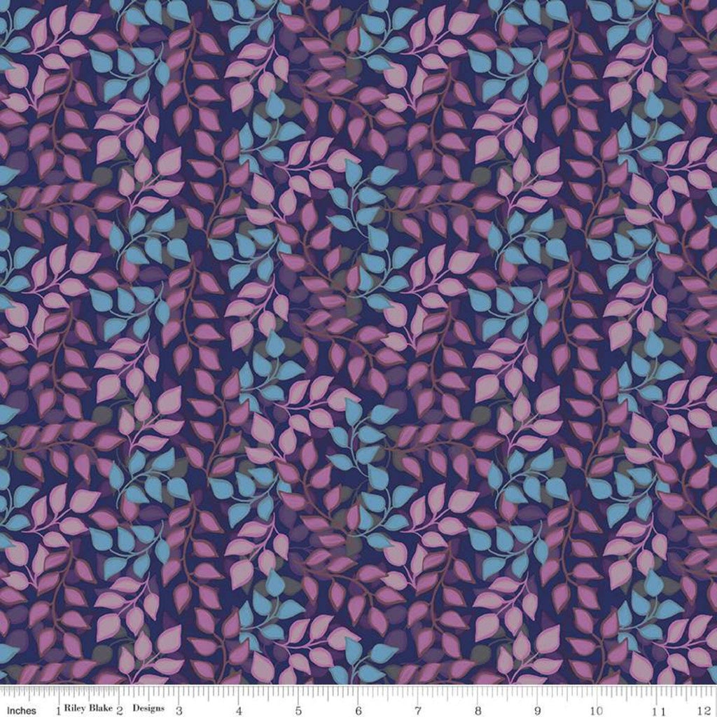Blissful Blooms Vines C11914 Navy - Riley Blake Designs - Leaves Blue - Quilting Cotton Fabric