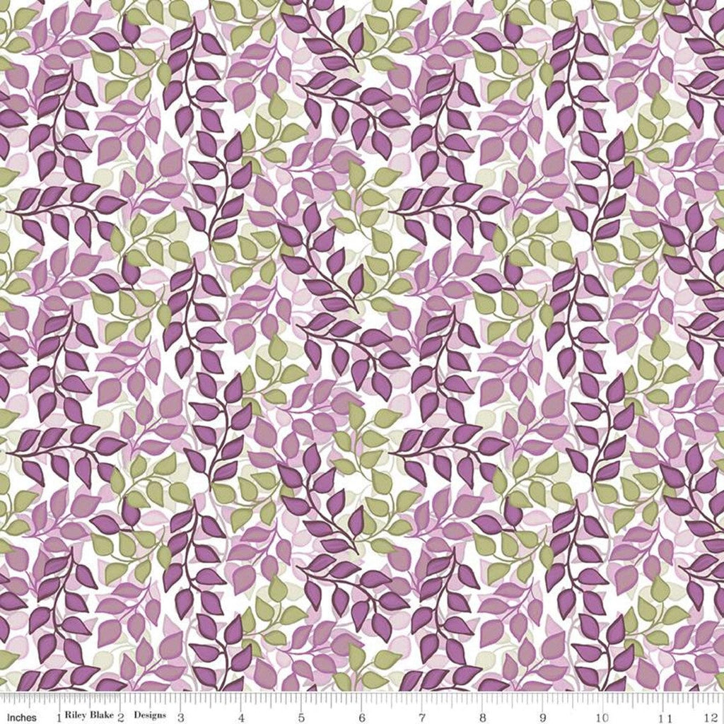 SALE Blissful Blooms Vines C11914 White - Riley Blake Designs - Leaves Leaf - Quilting Cotton Fabric