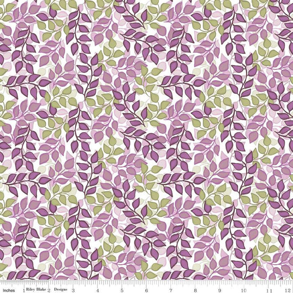 27" End of Bolt - SALE Blissful Blooms Vines C11914 White - Riley Blake Designs - Leaves Leaf - Quilting Cotton Fabric