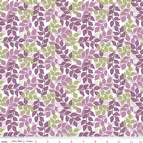 SALE Blissful Blooms Vines C11914 White - Riley Blake Designs - Leaves Leaf - Quilting Cotton Fabric