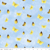 Fat Quarter End of Bolt - CLEARANCE Golden Poppies Butterflies C11803 Blue - Riley Blake Designs - Butterfly - Quilting Cotton Fabric
