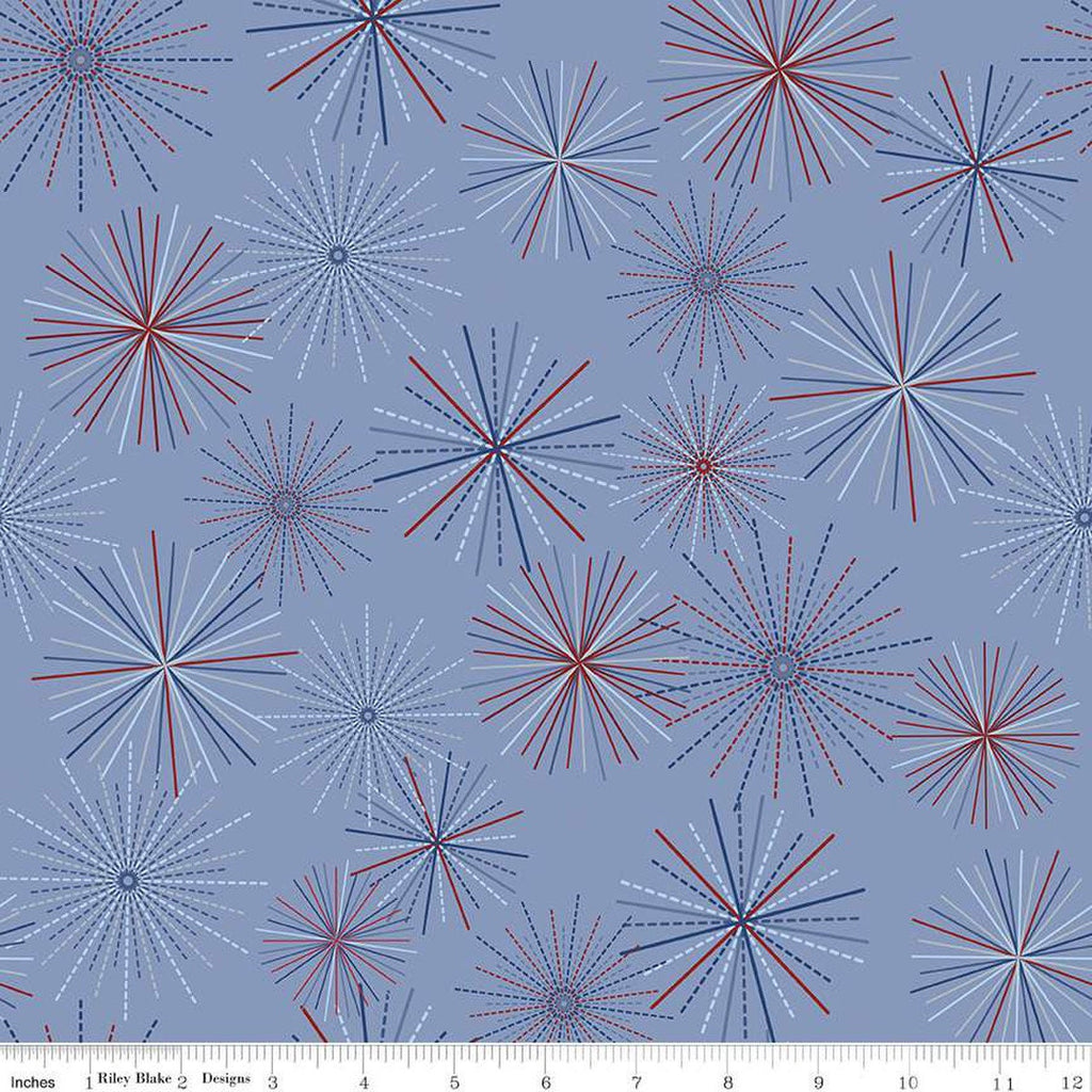 Picadilly Main C11890 Blue - Riley Blake Designs - Patriotic Bursts Independence Day - Quilting Cotton Fabric