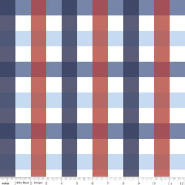 10" End of Bolt - CLEARANCE Picadilly Buffalo Plaid C11896 Multi - Riley Blake - Patriotic Independence Day 1" Checks Quilting Cotton Fabric