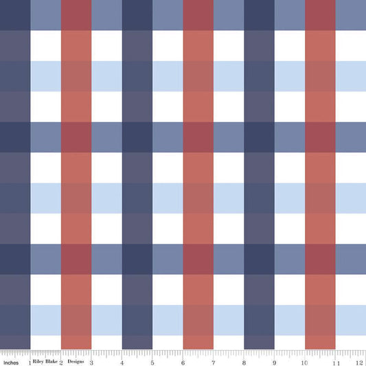 CLEARANCE Picadilly Buffalo Plaid C11896 Multi - Riley Blake Designs - Patriotic Independence Day 1" Checks Check - Quilting Cotton Fabric