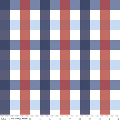 SALE Picadilly Buffalo Plaid C11896 Multi - Riley Blake Designs - Patriotic Independence Day 1" Checks Check - Quilting Cotton Fabric
