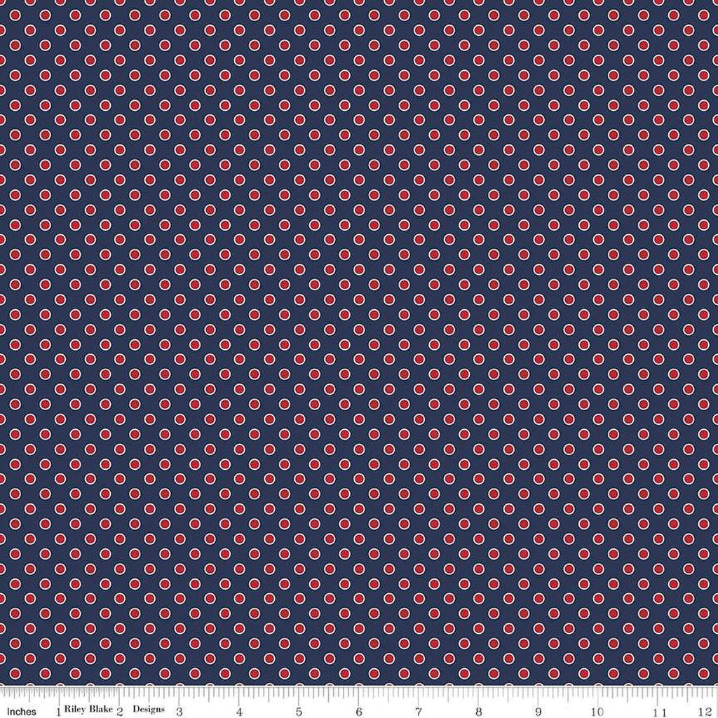 Picadilly Dots C11897 Navy - Riley Blake Designs - Patriotic Independence Day Polka Dot Dotted Blue - Quilting Cotton Fabric