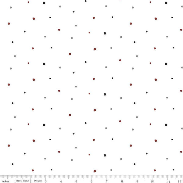 FLANNEL Hello Winter Dots F11944 Multi - Riley Blake Designs - Christmas Multi on White Dotted Polka Dot - FLANNEL Cotton Fabric