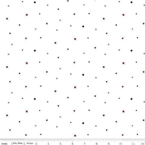 FLANNEL Hello Winter Dots F11944 Multi - Riley Blake Designs - Christmas Multi on White Dotted Polka Dot - FLANNEL Cotton Fabric