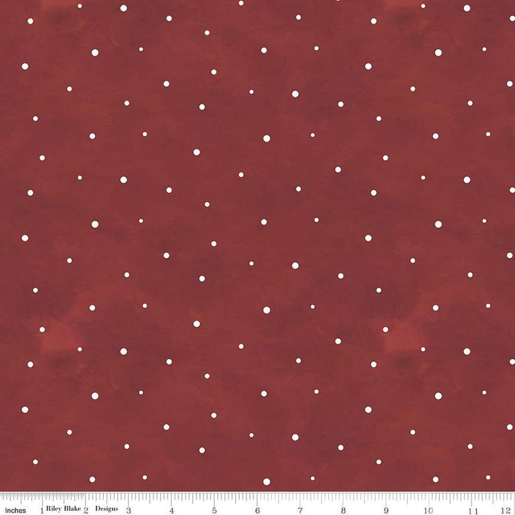14" End of Bolt - FLANNEL Hello Winter Dots F11944 Red - Riley Blake - Christmas White on Red Dotted Polka Dot - FLANNEL Cotton Fabric