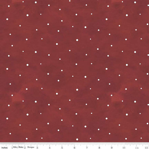 14" End of Bolt - FLANNEL Hello Winter Dots F11944 Red - Riley Blake - Christmas White on Red Dotted Polka Dot - FLANNEL Cotton Fabric