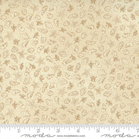 SALE To the Sea Shells 16931 Pearl Sand - Moda Fabrics - Starfish Coral Natural - Quilting Cotton Fabric