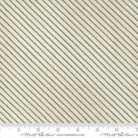 SALE To the Sea Ropes 16934 Pearl Dark Ocean - Moda Fabrics - Diagonal Stripes Striped Stripe Natural Dark Blue - Quilting Cotton Fabric