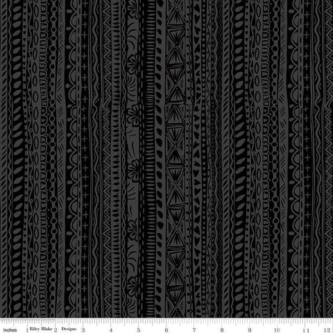 SALE Amor Eterno Stripes C11814 Black - Riley Blake Designs - Eternal Love Dia de Muertos Tone-on-Tone Mexico - Quilting Cotton Fabric