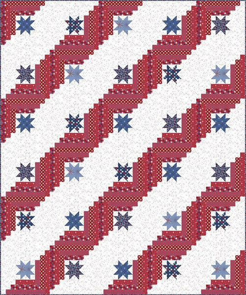 SALE Material Girls Quilts Star Spangled Quilt PATTERN P143 - Riley Blake Designs - INSTRUCTIONS Only - Log Cabin with Star - Two Sizes