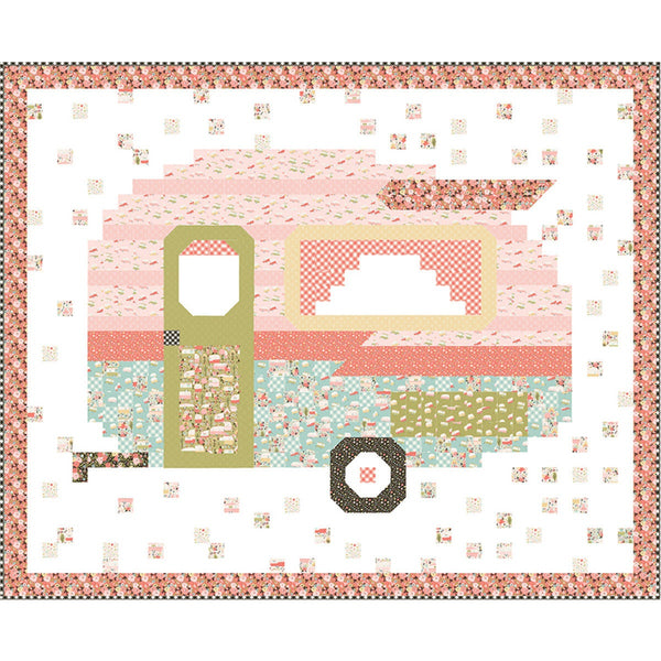 Beverly McCullough Happy Camper Quilt PATTERN P138 - Riley Blake Designs - INSTRUCTIONS Only - Pixelated Retro Camper Trailer - Easy