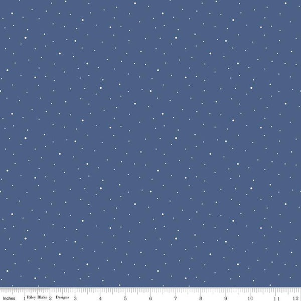 SALE Dapple Dot C640 Denim by Riley Blake Designs - Scattered Pin Dots Dotted Blue - Quilting Cotton Fabric