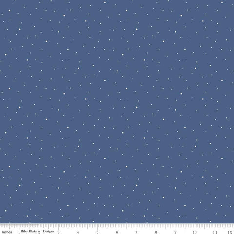 Dapple Dot C640 Denim by Riley Blake Designs - Scattered Pin Dots Dotted Blue - Quilting Cotton Fabric