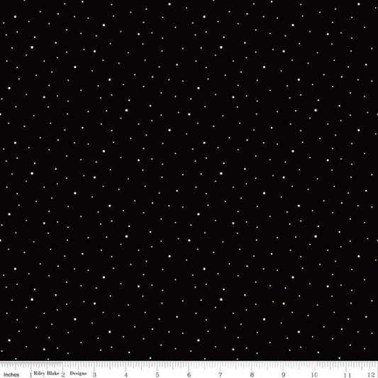 DEAL Dapple Dot C640 Black - Riley Blake Designs - Scattered Pin Dots Dotted - Quilting Cotton Fabric