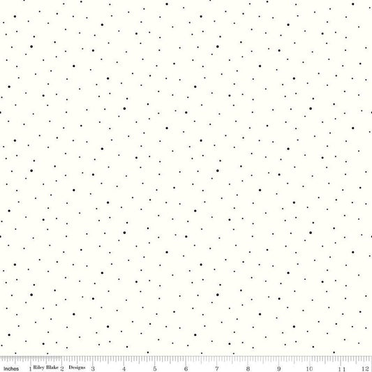 DEAL Dapple Dot on White C645 Black - Riley Blake Designs - Pin Dots Dotted Dots - Quilting Cotton Fabric
